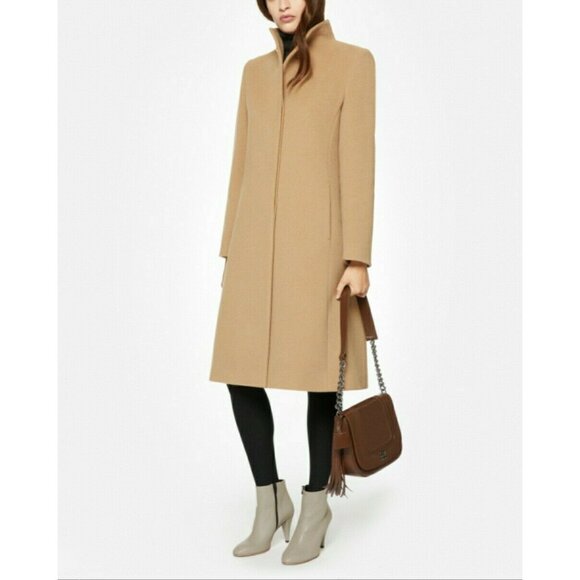 Cinzia Rocca Cashmere Camel Wool High Collar Cowl Neck Blend Coat Women's Sz 20 - Picture 8 of 9